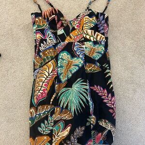 FARM Rio Colorful Leaf Print Mini Dress